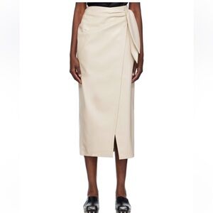 NANUSHKA Beige Carola Vegan Leather Midi Skirt XS